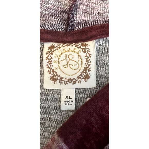 True Self Striped Hooded Knit Cardigan Sweater In Red &amp; Gray XL - Picture 10 of 12